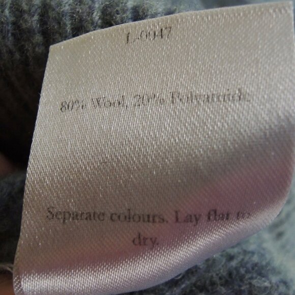 Olive Blue Unbalanced Crew Neck Wool Blend Sweater M/L - Picture 10 of 10